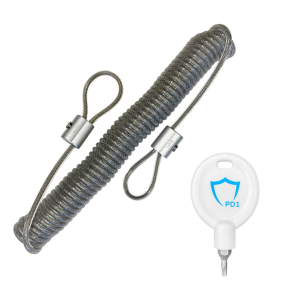 Retractable cable tether and key