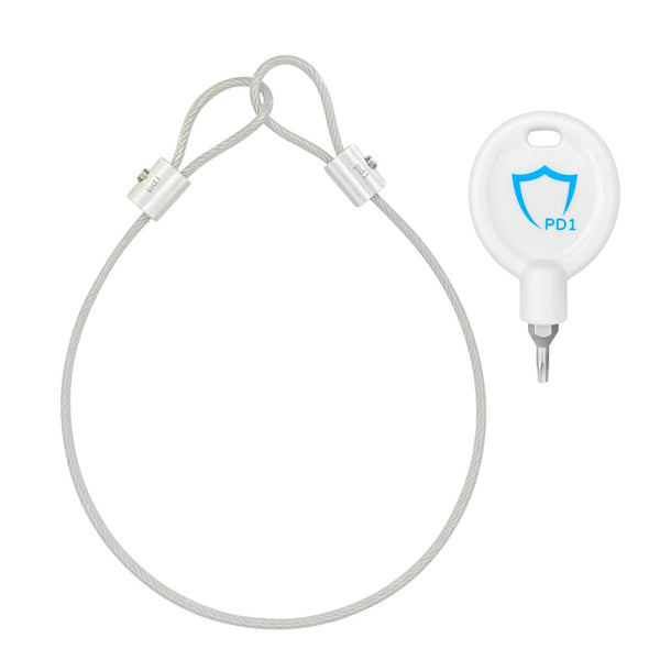 20" medical cable tether and key